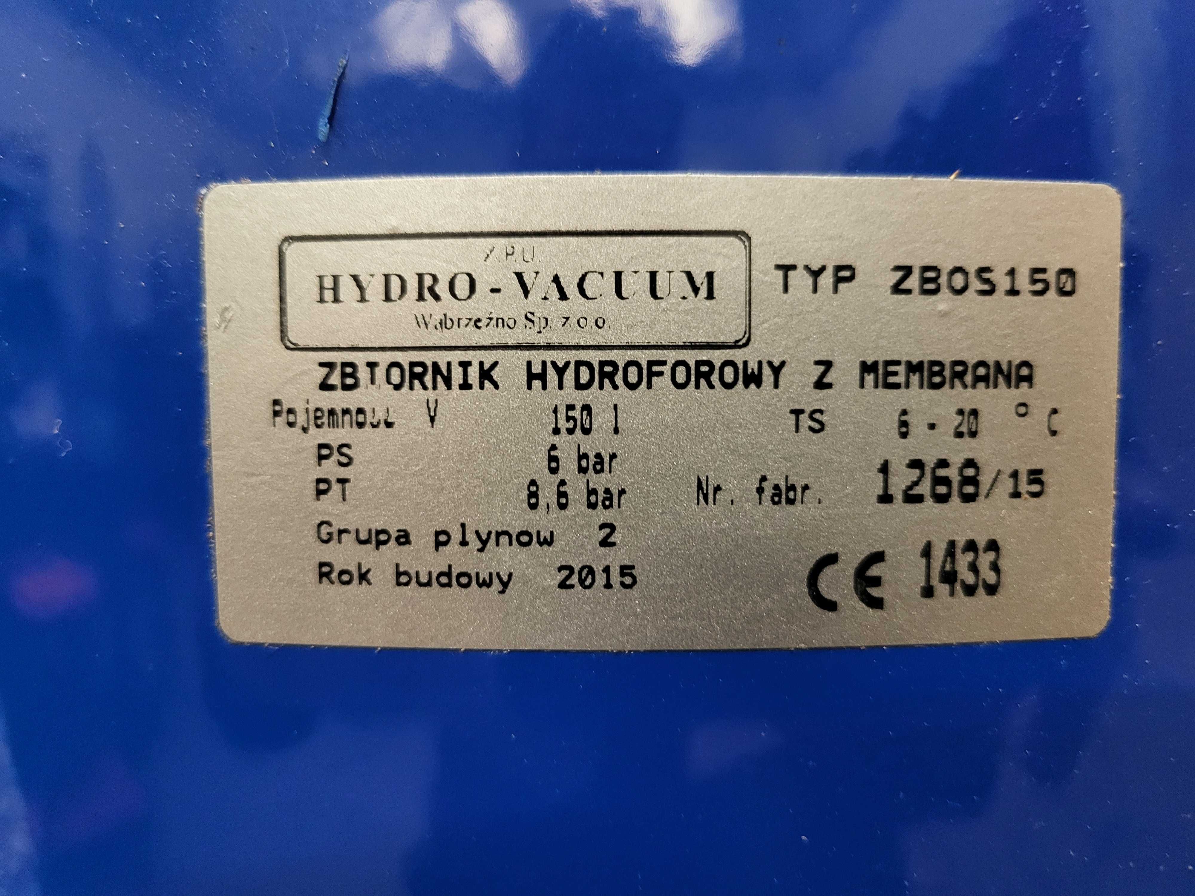 NOWY Zbiornik hydroforowy 150l Hydro-Vacuum, pionowy