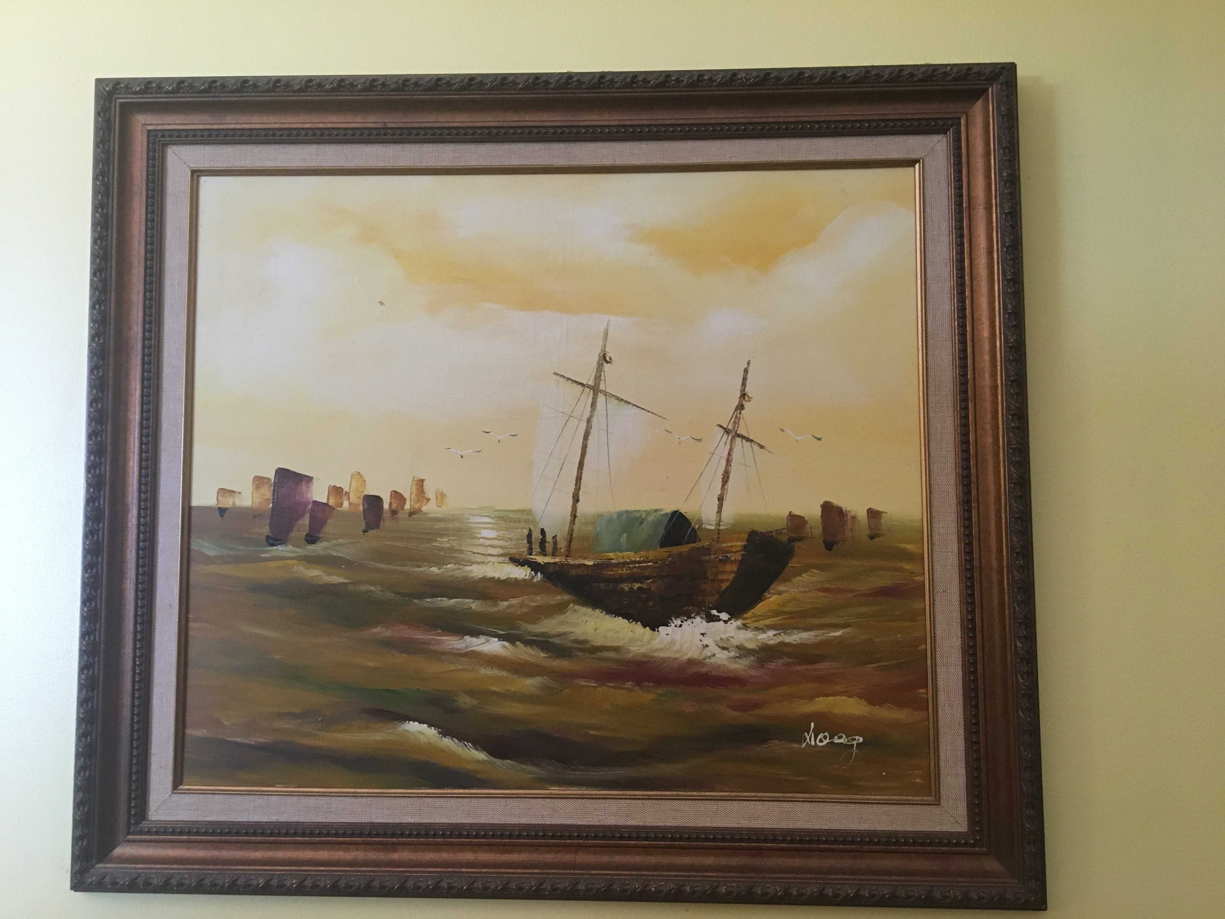 Pintura a óleo - Quadro com moldura Mar