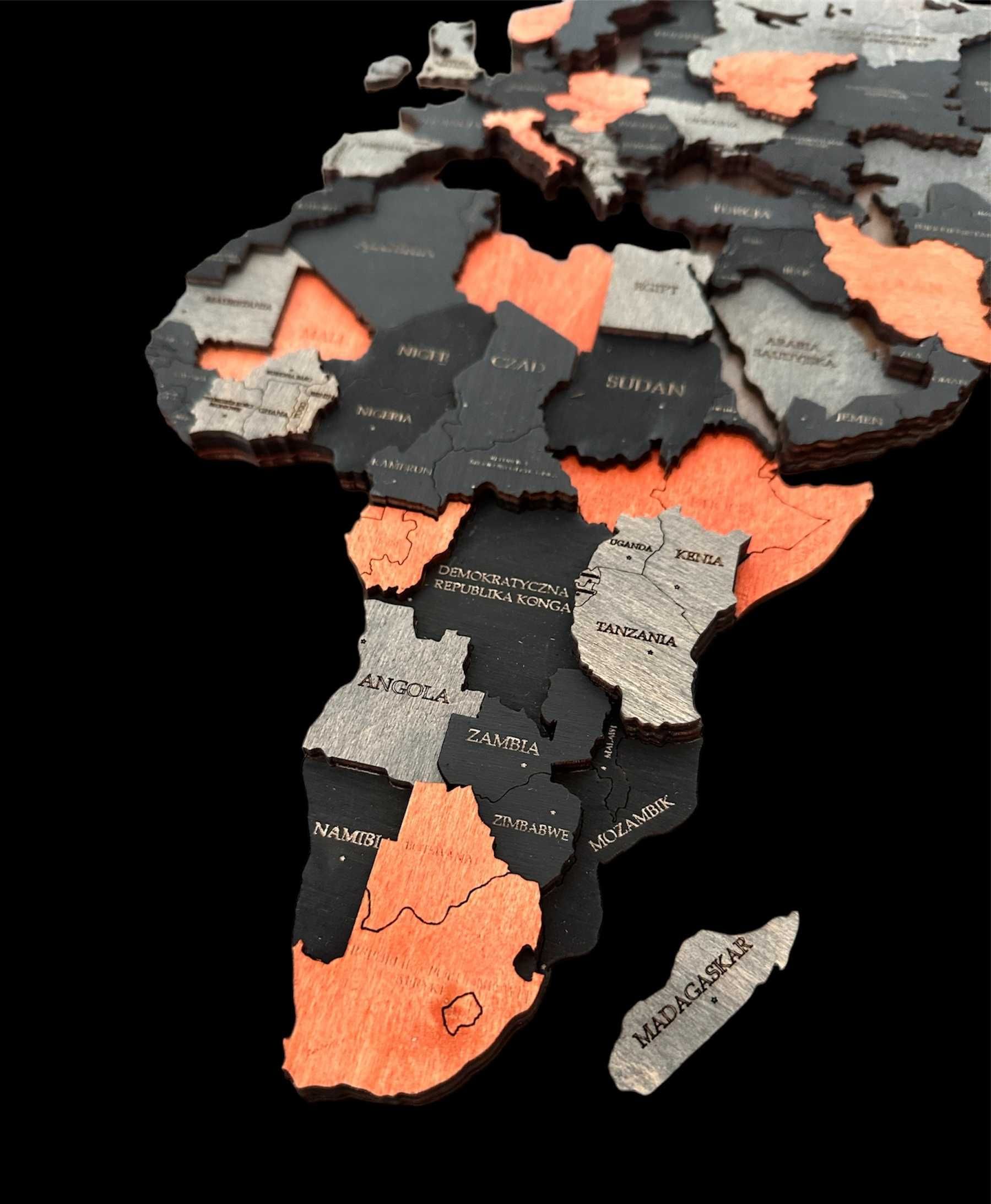 Mapa Świata 3D 276x165cm, 3 kolory, pomysł na prezent