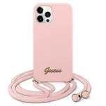 Etui Guess Metal Logo Cord na iPhone 12 Pro Max - różowe