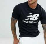 Мужские футболки New Balance черная белая унисекс нью беленс NB