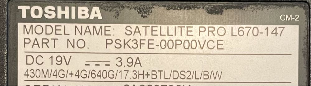 Toshiba Satellite Pro L670 (Peças)