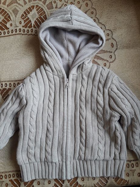 Sweter bawełniany na polarze chłopięcy 80-86, 12-18m comfort pure
