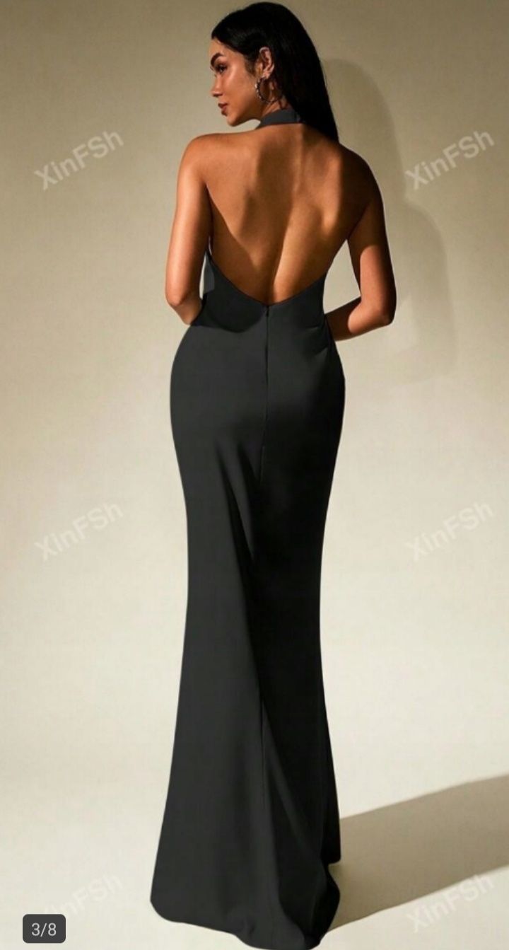 SHEIN czarna wieczorowa sukienka maxi S/M 36-38 koniec roku bal