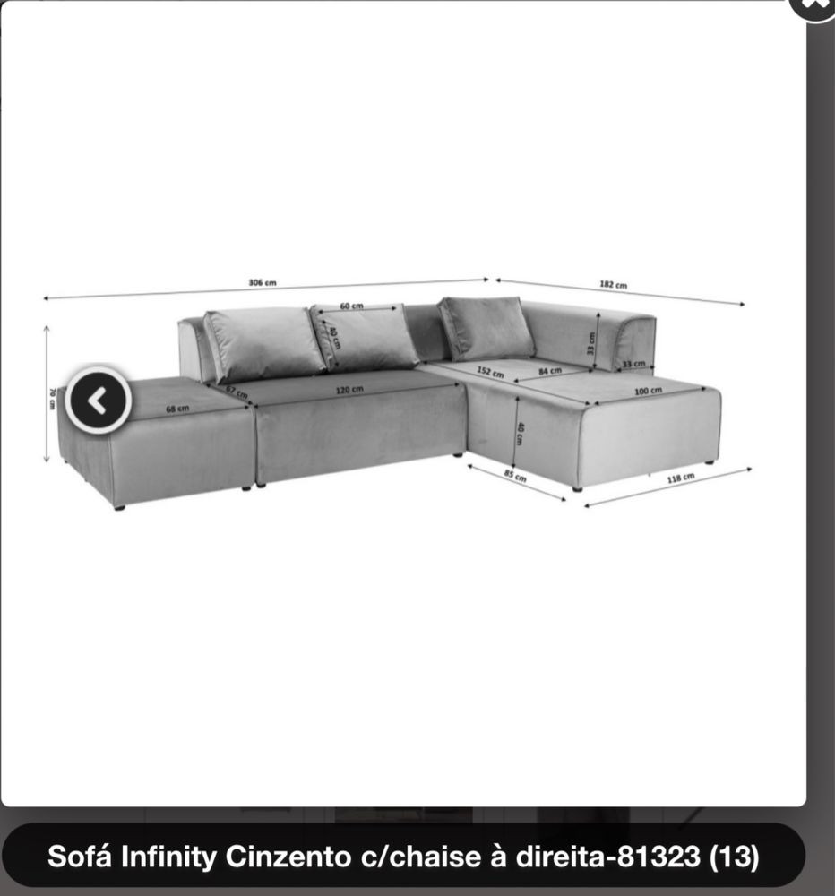 Sofa Cinzento Kare 3metros