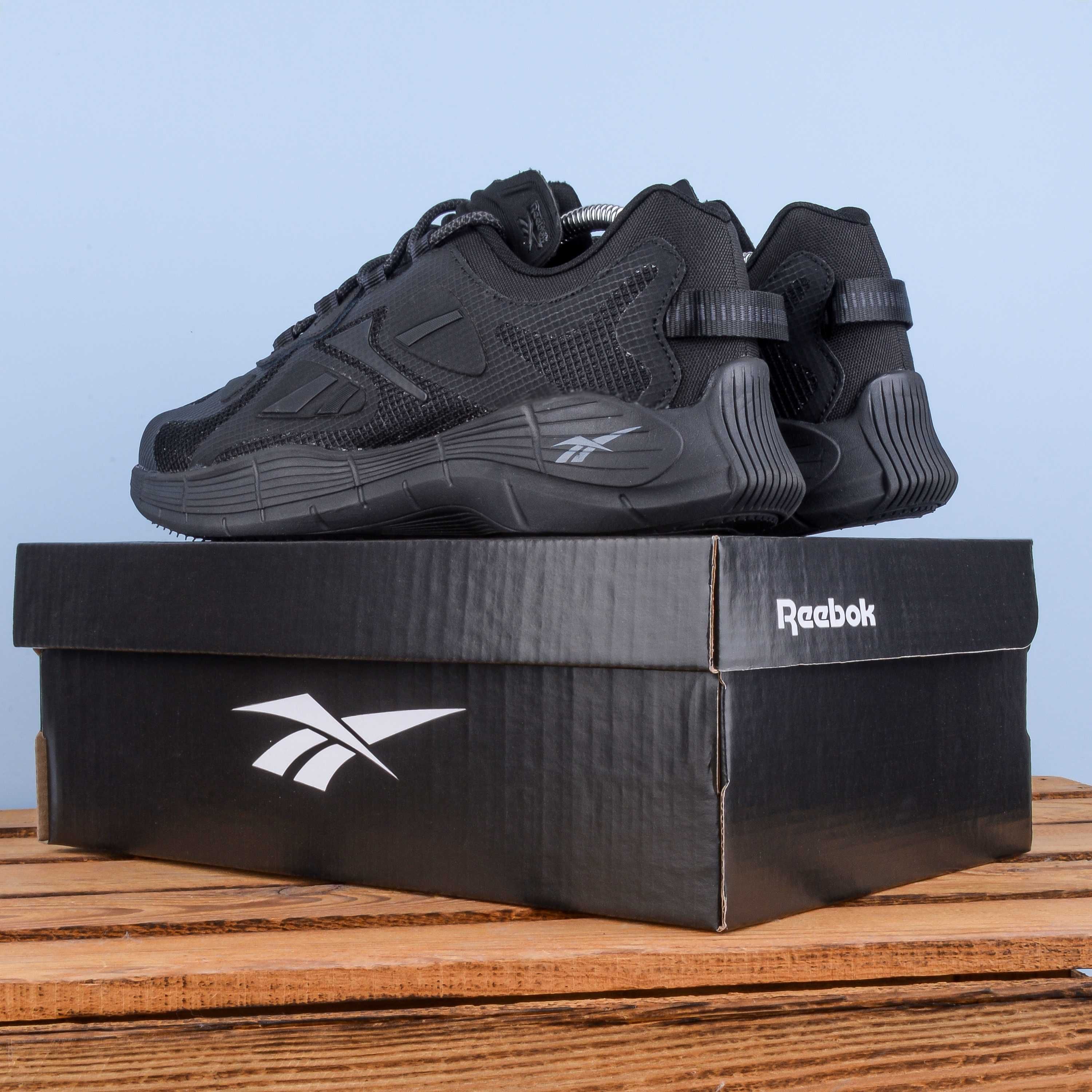 (1960) Чоловічі Кросівки Reebok Zig Kinetica повністю чорні (41-46)