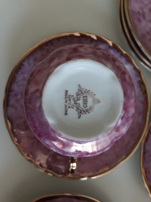 Serviço café chá porcelana chinesa rosa esmaltado