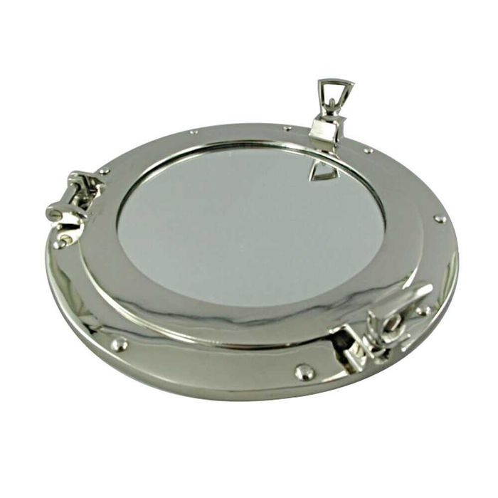 Srebrny bulaj lustro iluminator okrętowy porthole mirror 29 cm