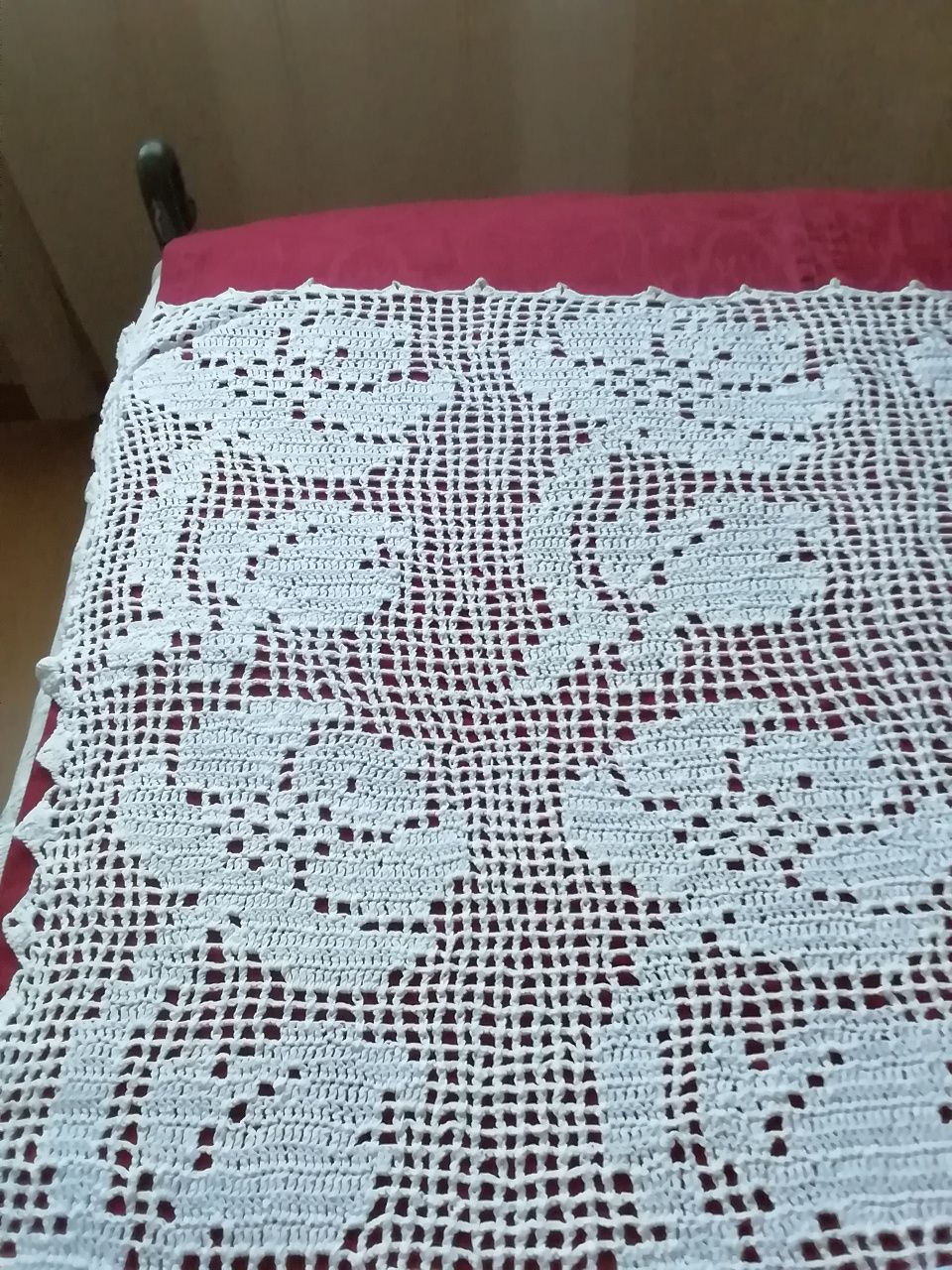 Toalha de crochet, com defeito