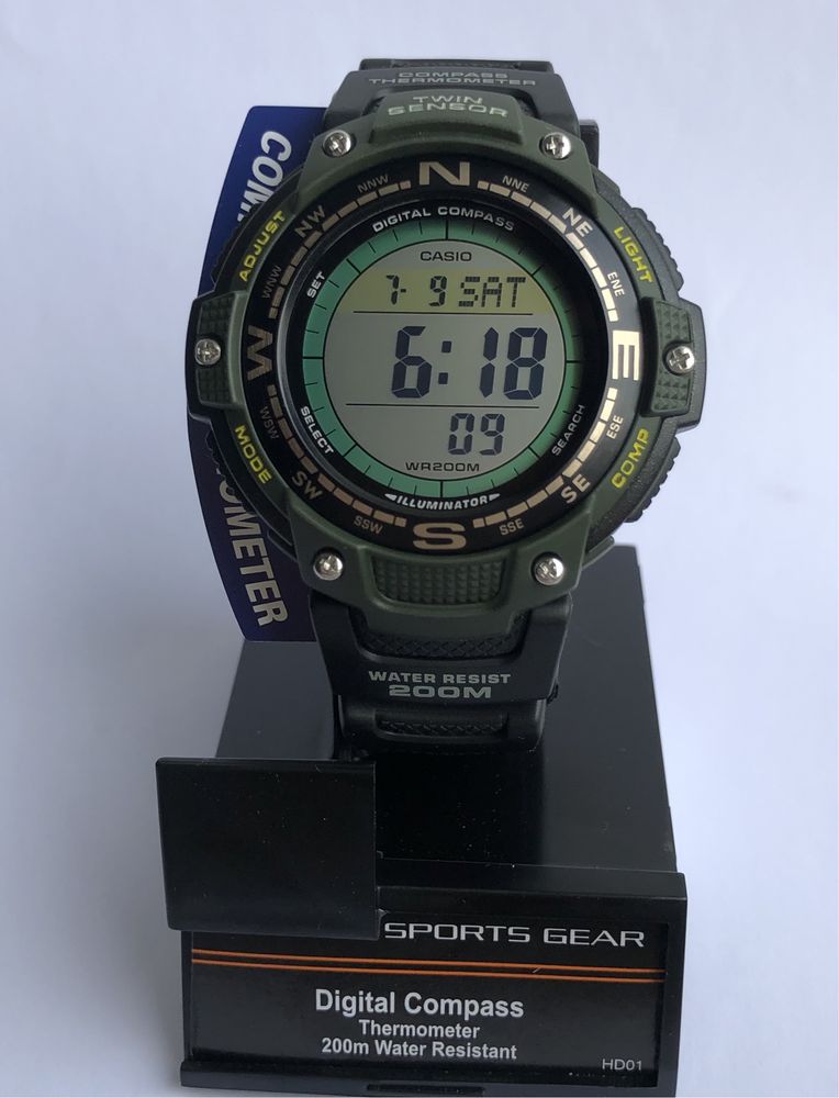 casio SGW-100-3AVCF годинник з компасом ЗСУ часы тактические Ø45мм