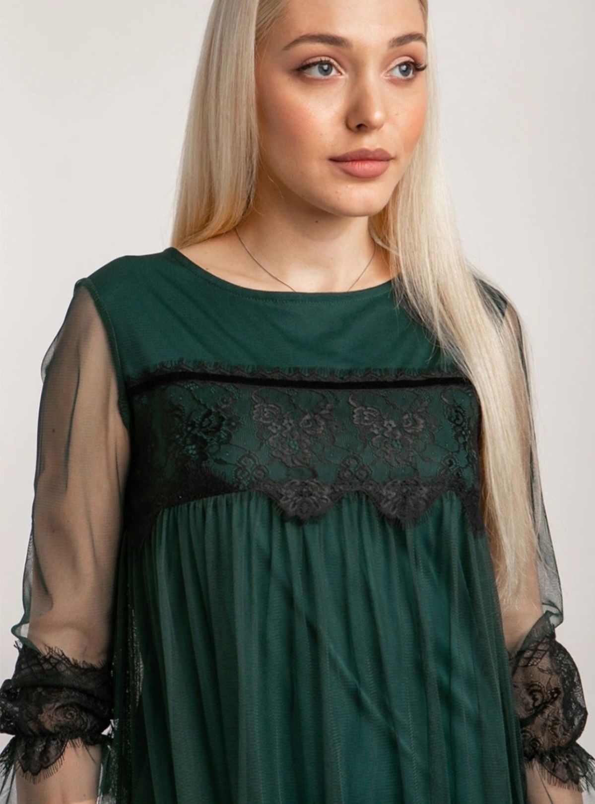 Платье красивое с сеткой и кружевом L-XL