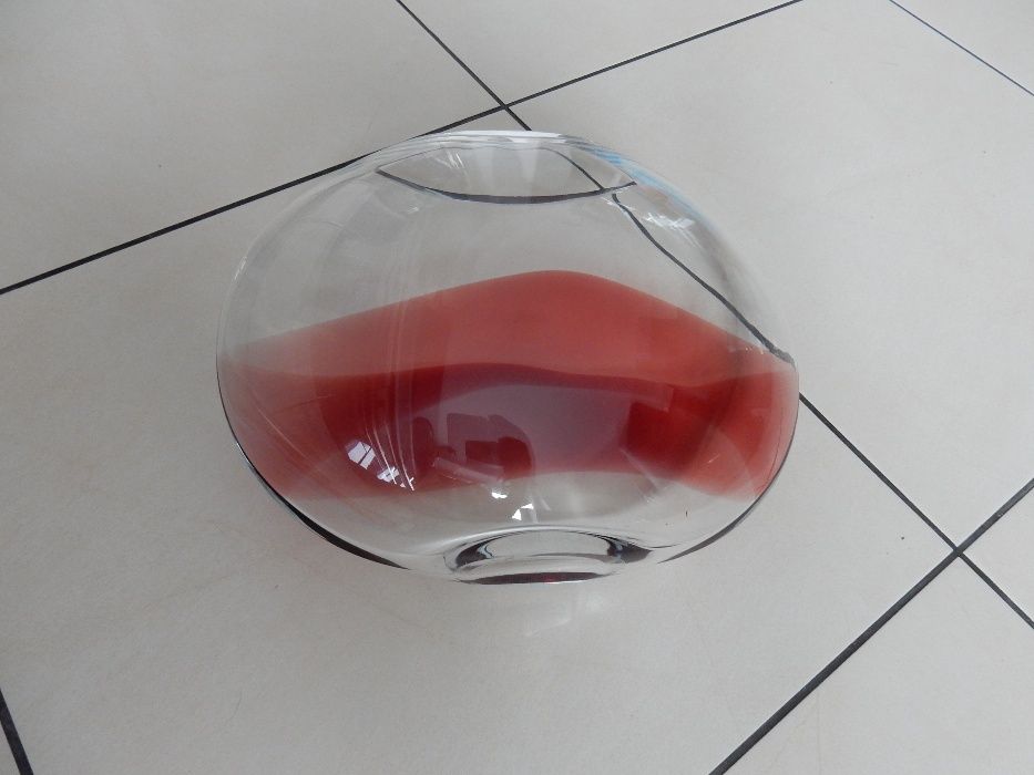 Nowe Szkło Flakon wazon kryształ kielich szklany z czerwoną wstawką