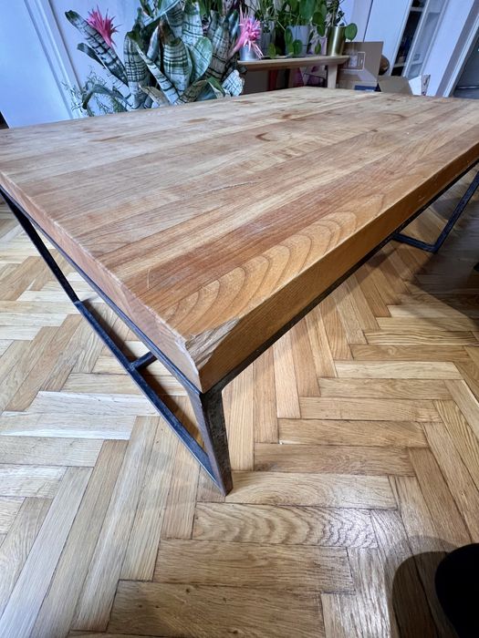 Stolik kawowy stół ława dębowy stalowy loftowy