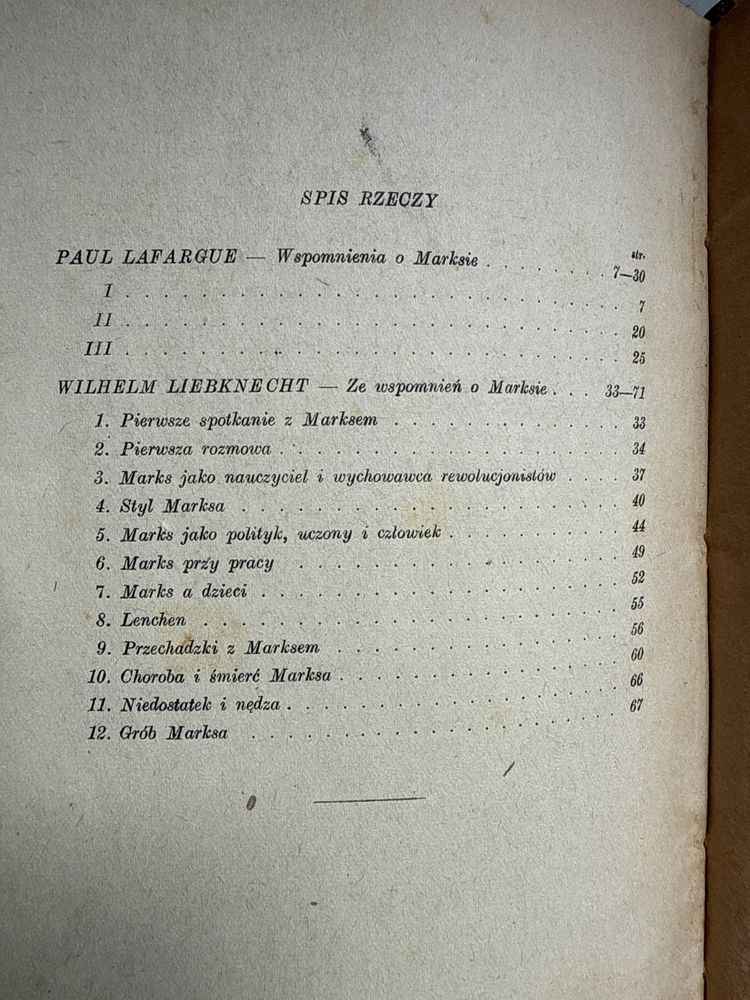 Stara ksiazka wspomnienia o Marksie 1948