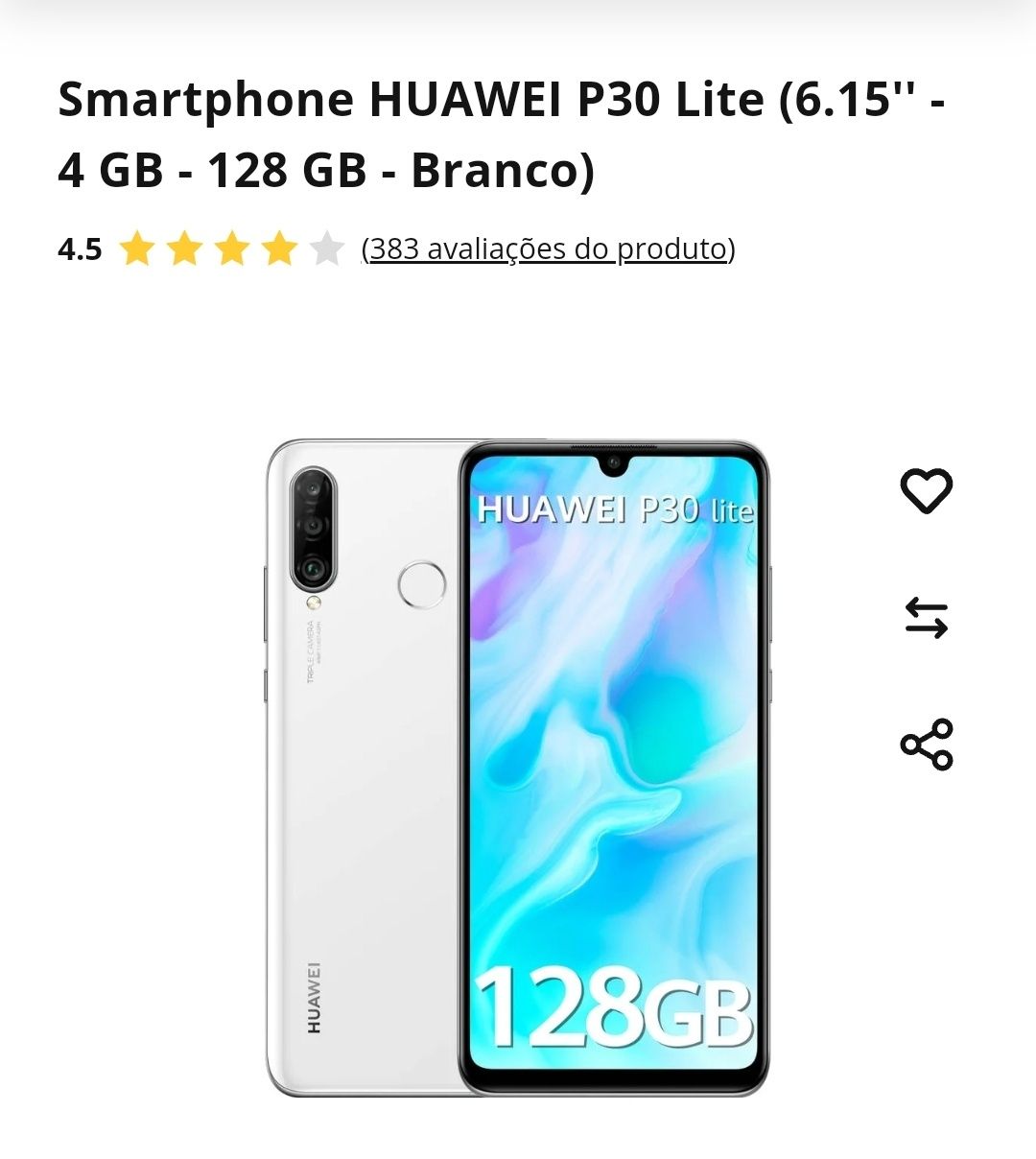 Huawei P30 Lite branco  e relógio Huawei band 6 Rosa