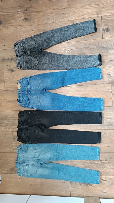 Paka zestaw 128 spodnie 3-PARY jeansowe dla dziewczynki skinny C&A rur
