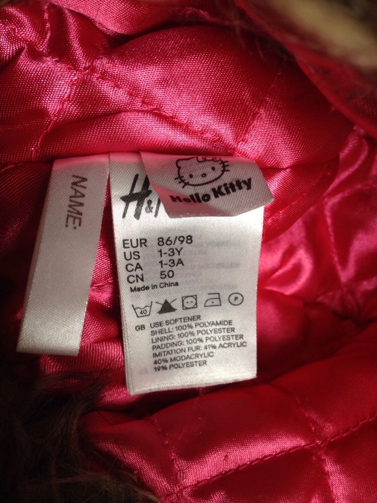 Шапка-ушанка на девочку H&M Hello Kitty 1-3года в отличном состоянии