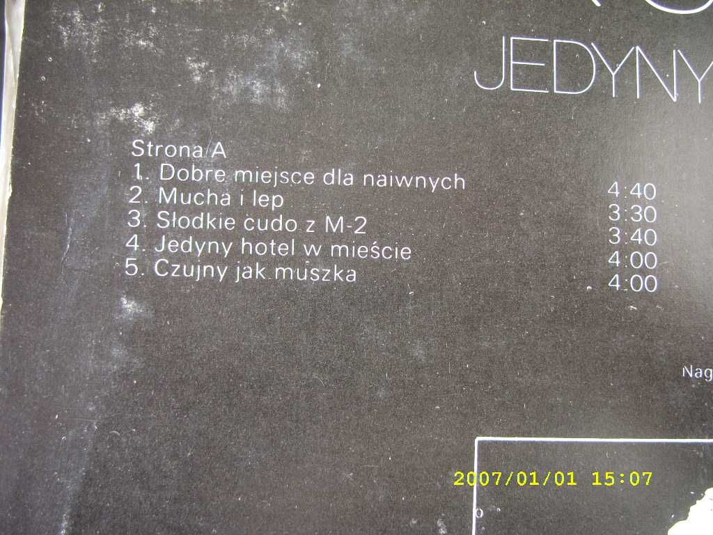 6. Plyta gramofonowa;; Jacek Skubikowski-Jedyny hotel. 1984 rok.