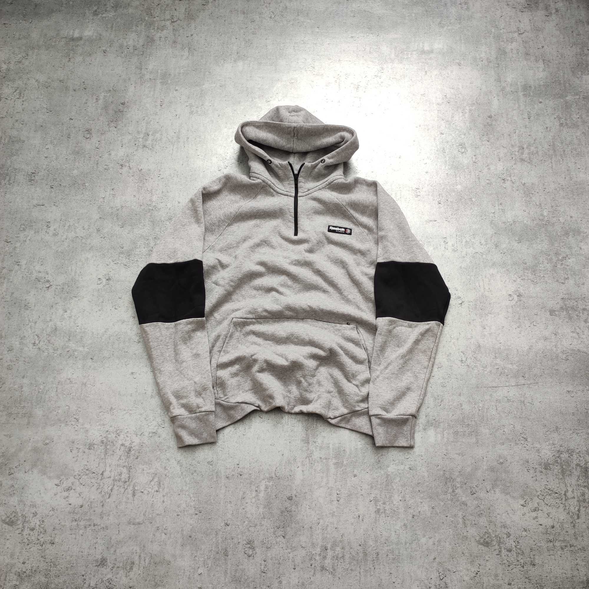 MĘSKA Bluza Bawełna z Kapturem Rozpinana Suwak Reebok GYM Active Logo