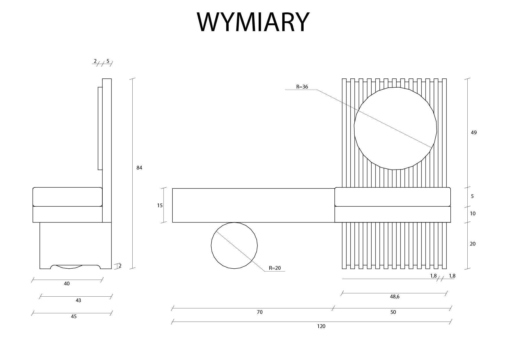 Designerska Ławka do wiatrołapu/ozdobna