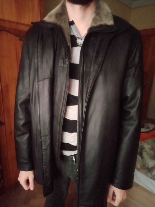 Шкіряна куртка зимова