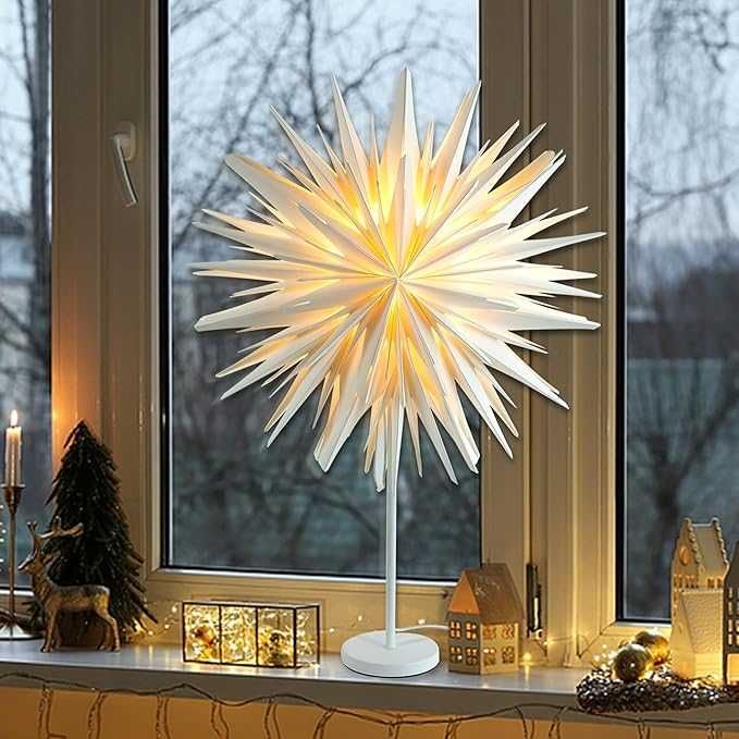 Podświetlana gwiazda LED 47 cm biała – Gwiazda świąteczna