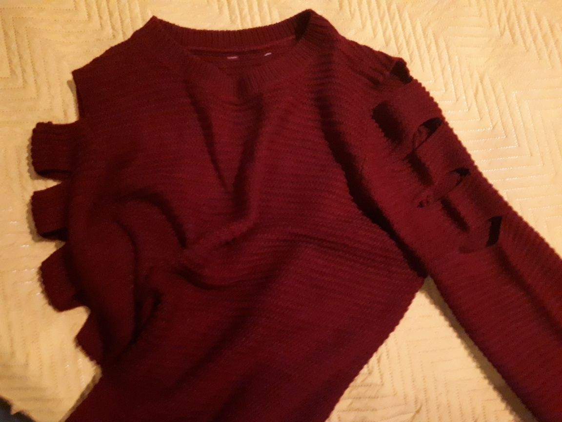 Sweter damski M bordowy