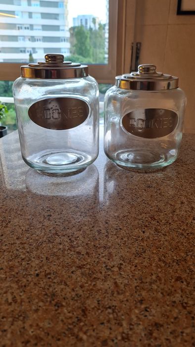 Conjunto de 2 frascos em vidro espesso