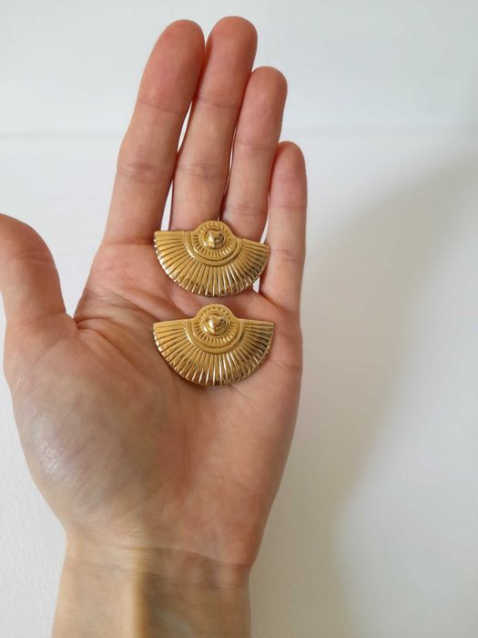 Brincos de mola vintage dos anos 80 banhados a ouro 18K