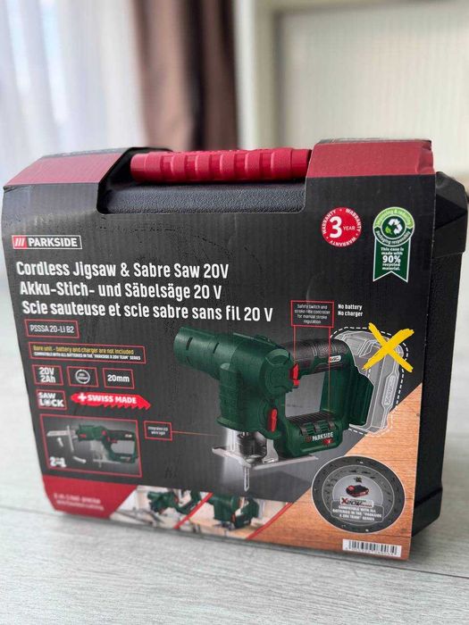 Акумуляторний лобзик, шабельна пила  Parakside PSSSA 20‑Li B2