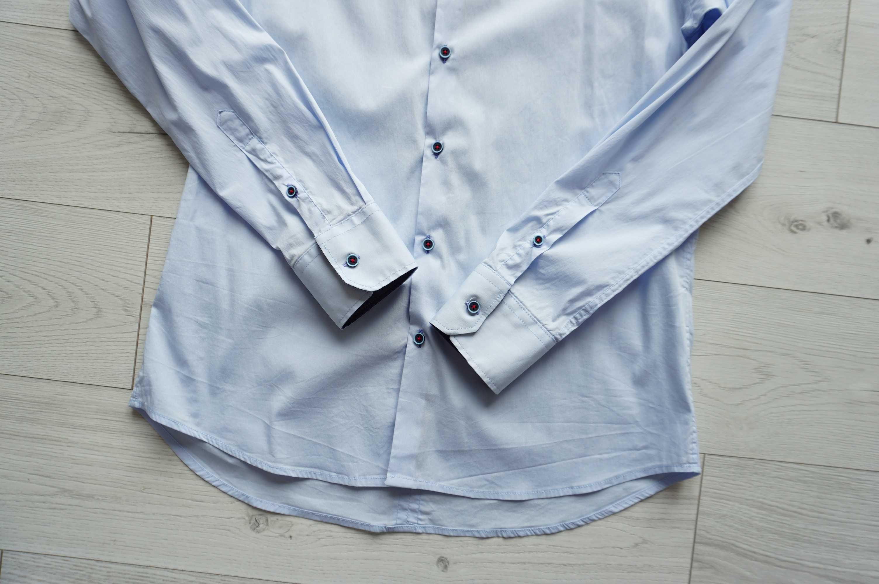 elegancka błękitna koszula do garnituru r.38~ Made in Italy