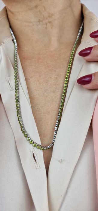 Colar Luxuoso Riviera Prata com Zirconias Verdes