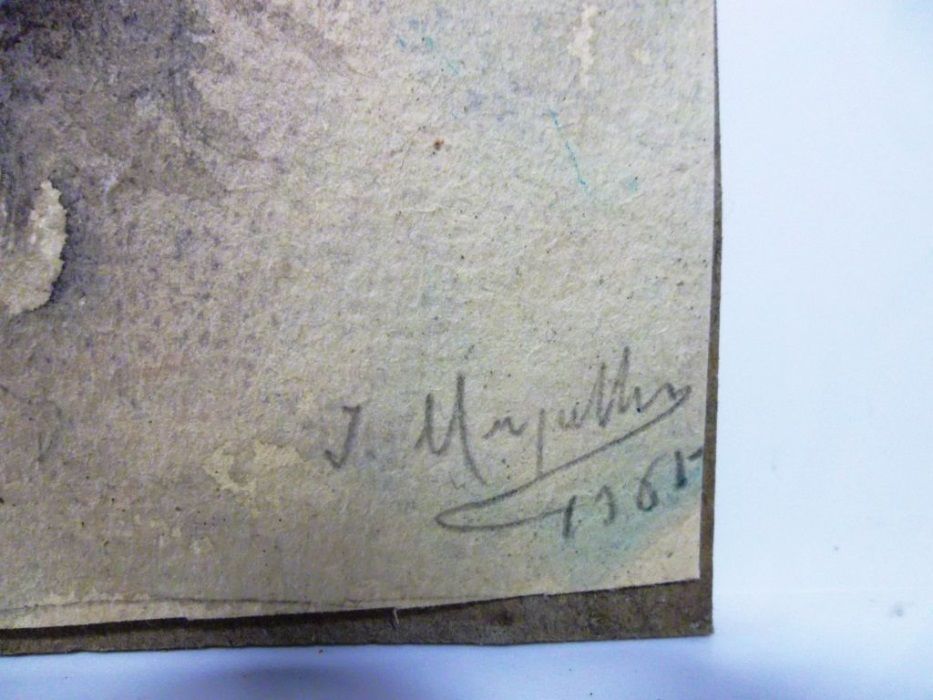 pequena aquarela-retrato de um Senhor-José Mergulhão-assinado 1965
