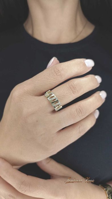 Złoty pierścionek p.585/2,11 białe cyrkonie