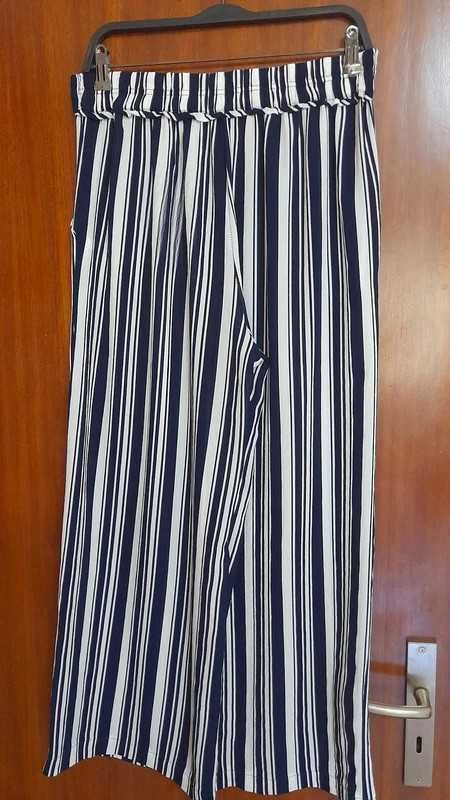 Pantalonas às riscas azuis e brancas - tam. L