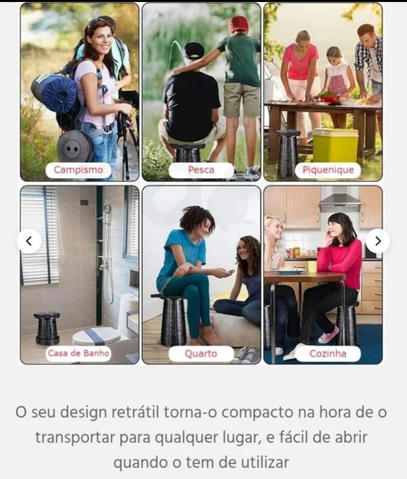 Banco Retrátil Portátil - Camping, Pesca