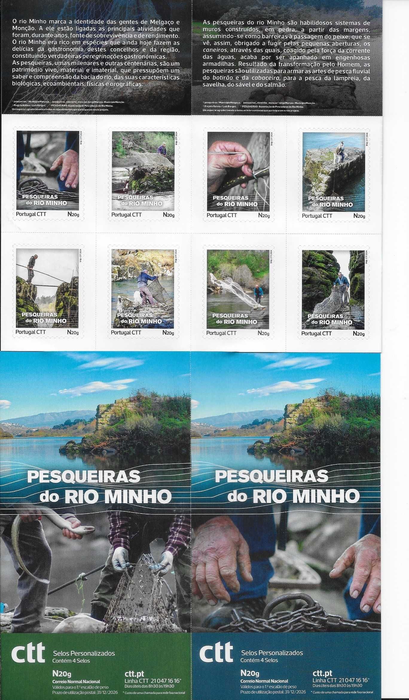 PESQUEIRAS do RIO MINHO - Booklet CTT 8 selos auto adesivos - 2024