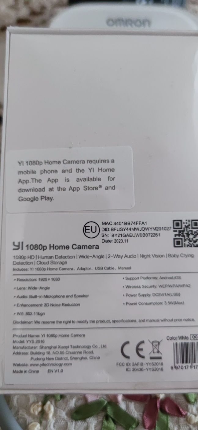 IP Camera спостереження YI Home Full HD Camera White AI