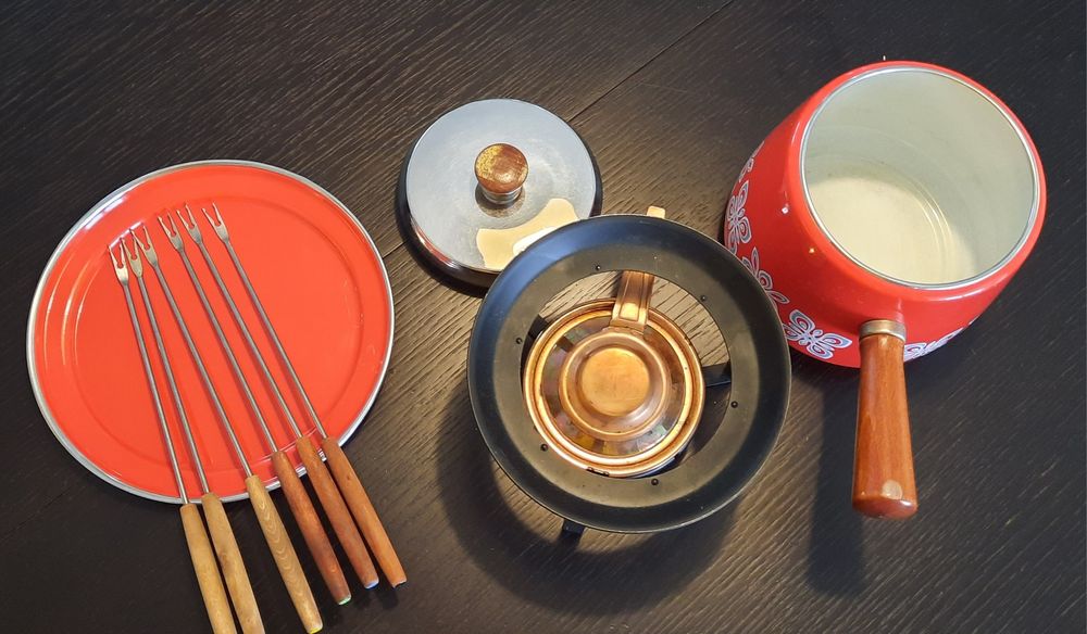Set fondue vintage - vermelho