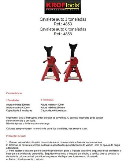 2 Preguiças/Cavaletes Auto 3 Toneladas REF. 804853