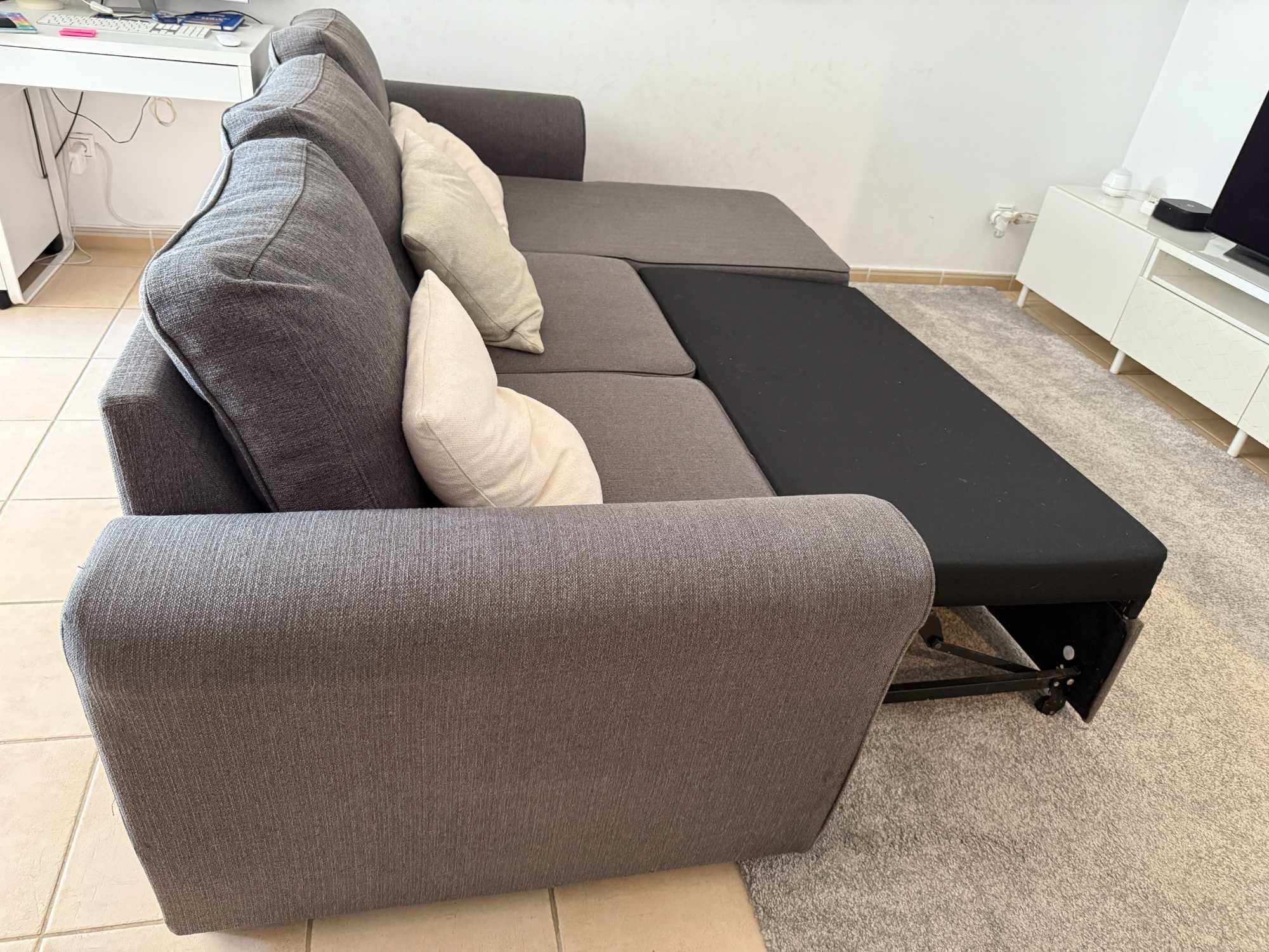Sofá Cama 3 Lugares c/ Chaise Lounge
