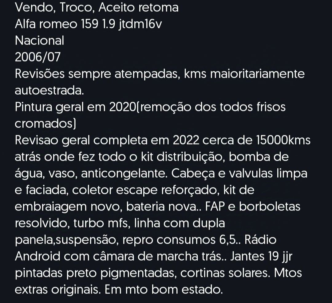 Alfa Romeo 159jtdm16v vendo ou troco
