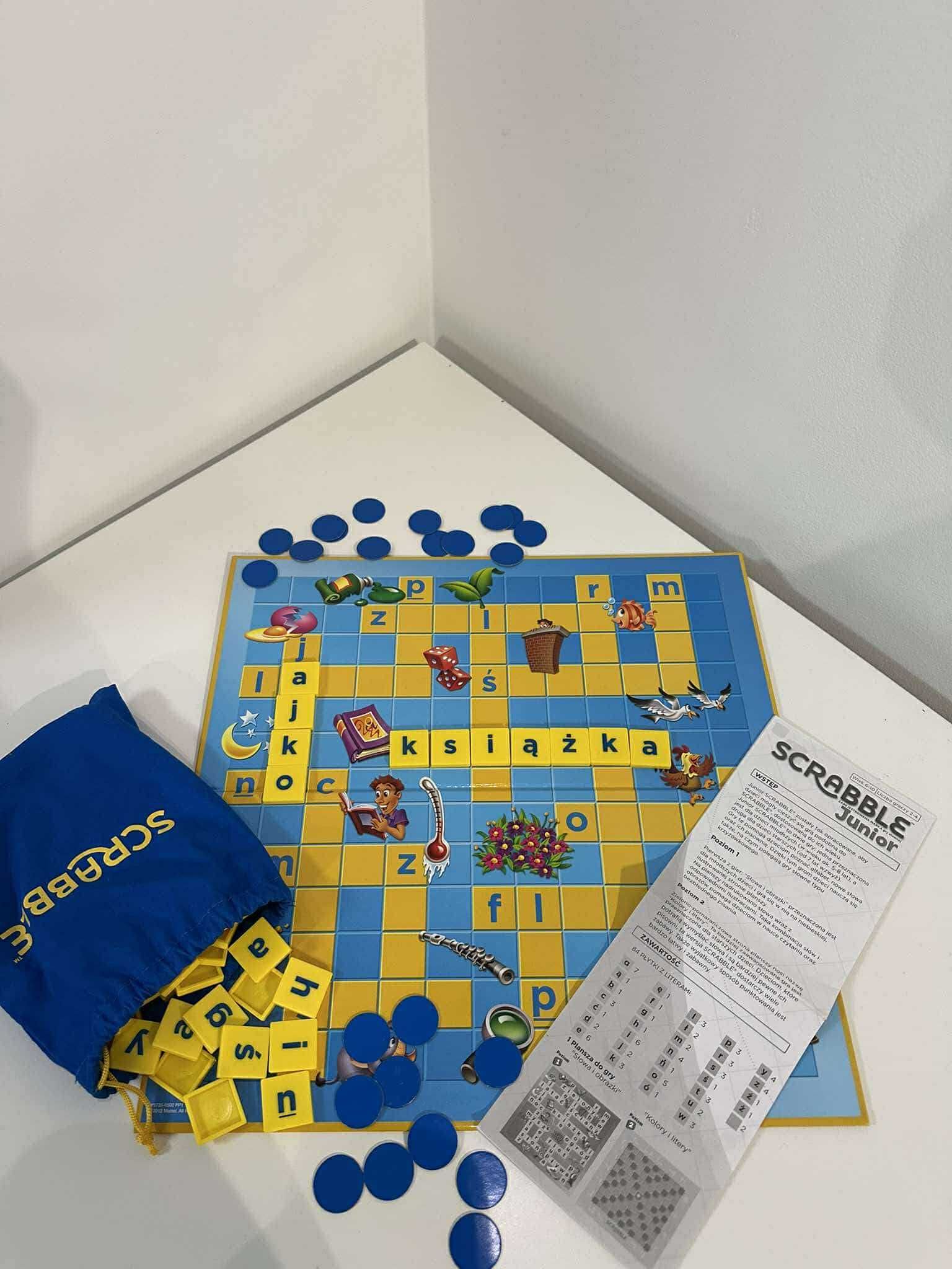 Scrabble junior mattel gra dla dzieci 6-10 lat bardzo dobry stan
