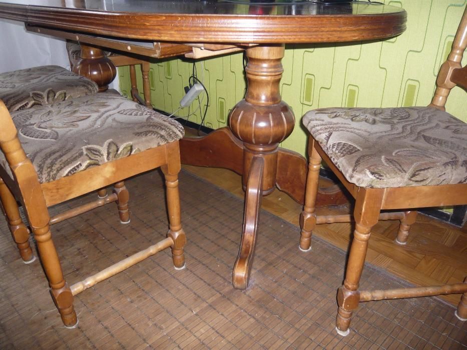 stol drewniany debowy półokragly rozkladany