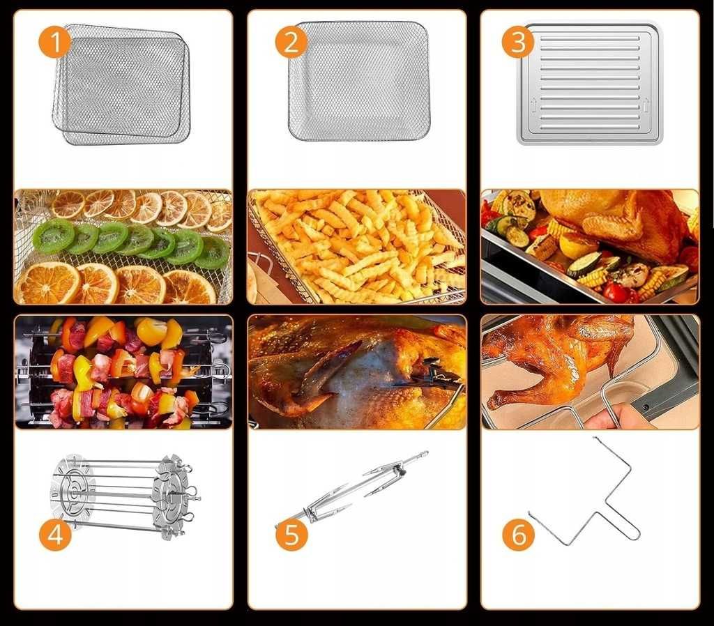 Acekool Air fryer Mini Piekarnik Na Gorące Powietrze 18 l, 1800 W