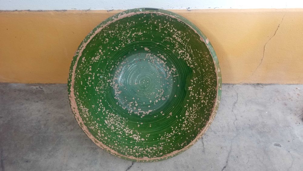 Alguidar de Barro Antigo XL - 72cm Vidrado Verde