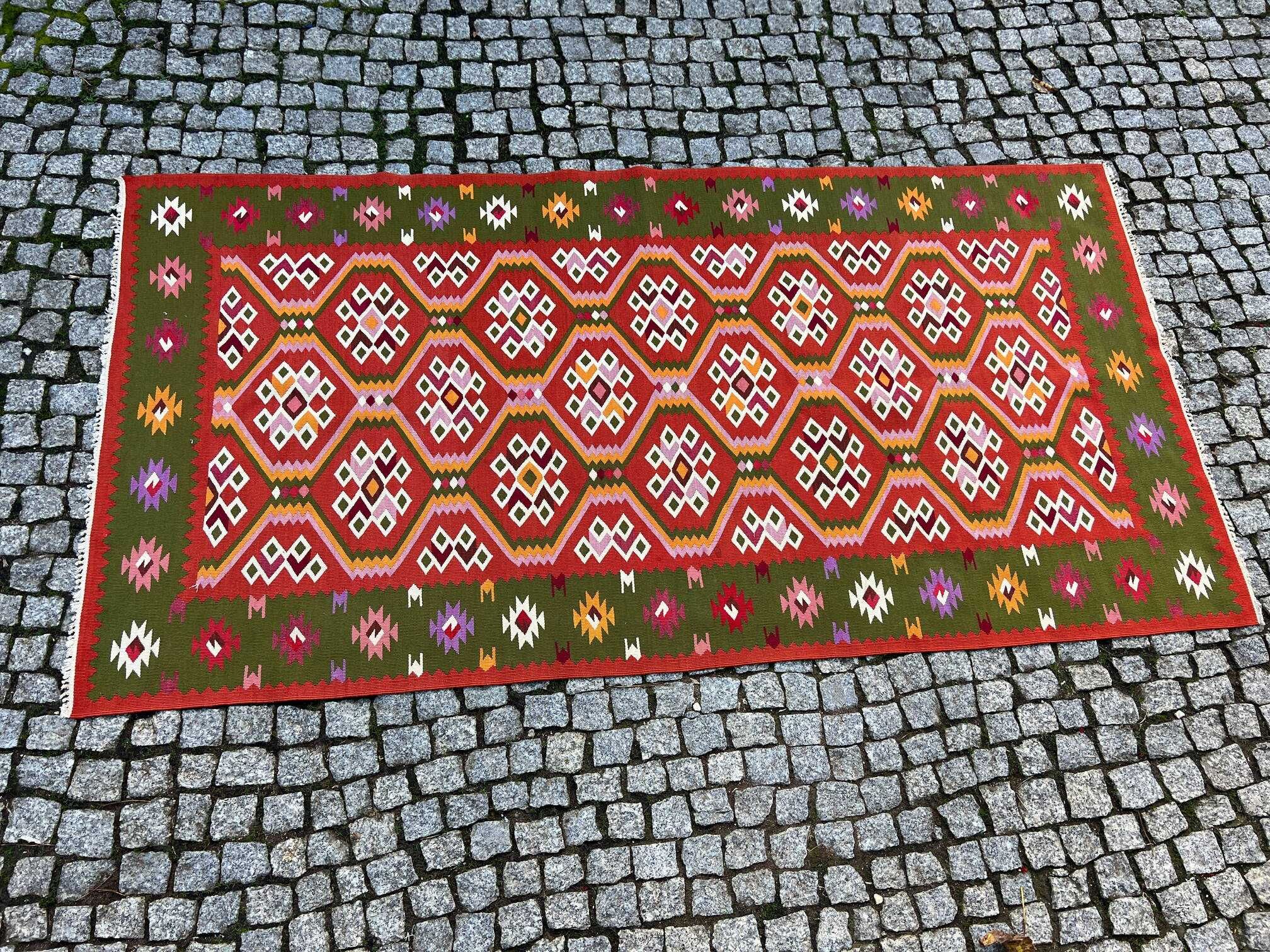 Ręcznie tkany wełniany kilim ART DECO 200x100 cm