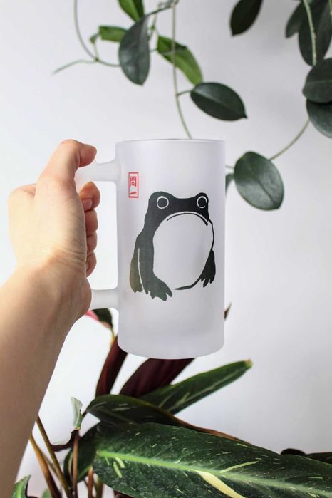 Kufel japońska Żaba, z szkła szronionego 450ml