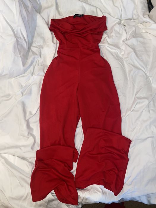 Червоний вечірній святковий комбенізон