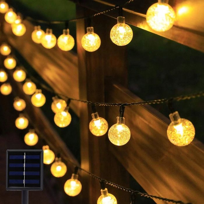 40x żarówek girlanda solarna ogrodowa lampki led kulki biały ciepły